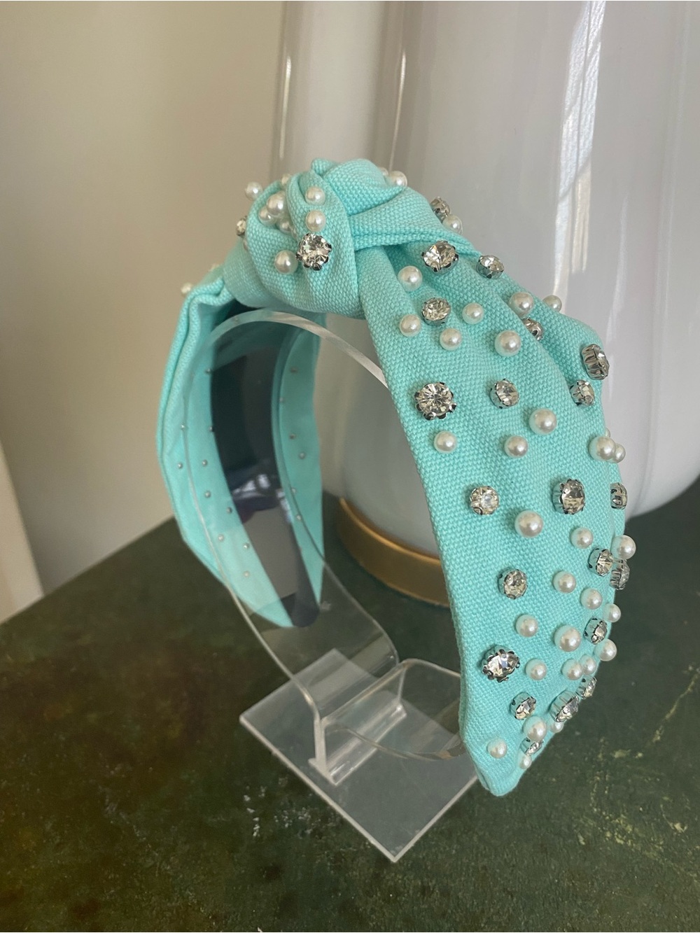 Rhinestone Knot Headband Faux Pearl Embellished Luxe Hair Accessory